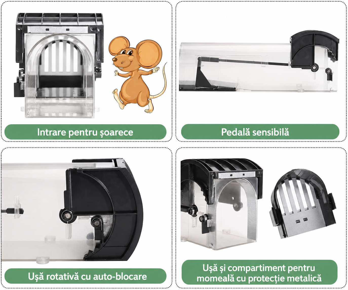 Capcană Reutilizabilă cu Blocare Automată