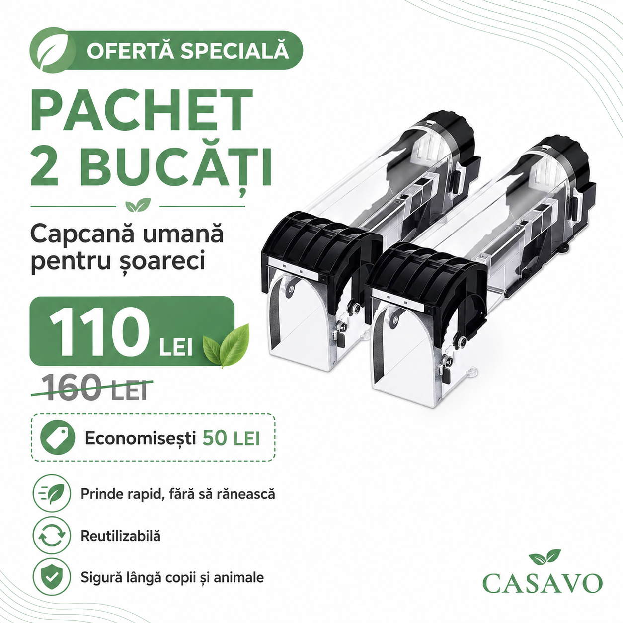 Capcană Reutilizabilă cu Blocare Automată